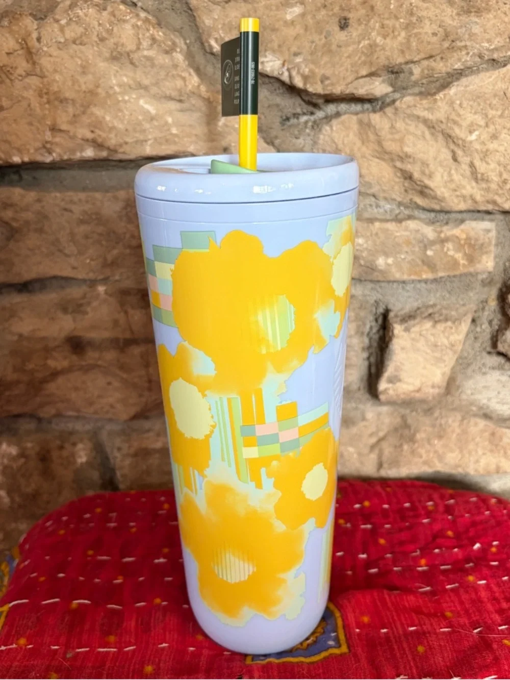 NWT Starbucks Lavender & Yellow Abstract Floral Tumbler 24oz 710mL Spring 2025